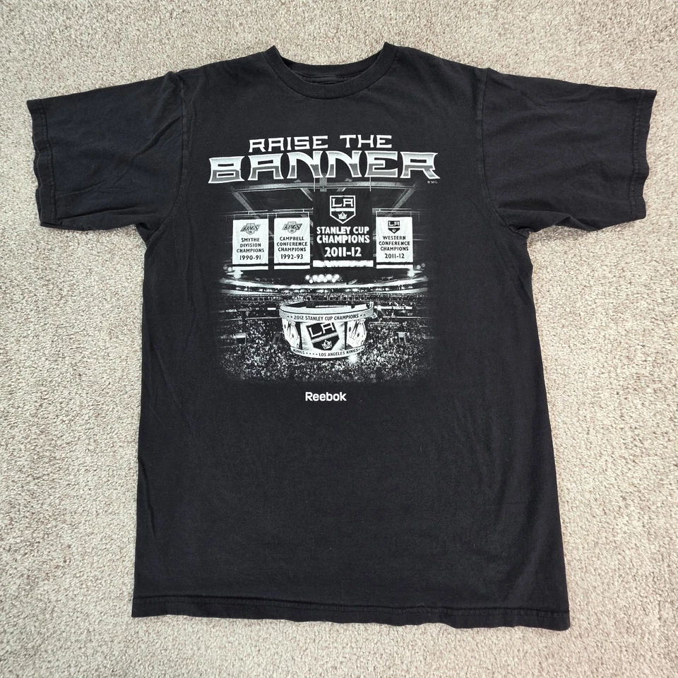 Los Angeles Kings Finals Stanley Cup Raise The Banner Reebok T Shirt NHL Medium - Image 1 of 4