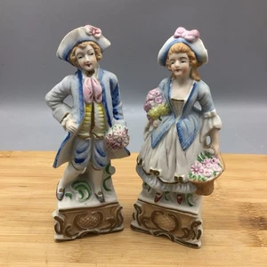 Porcelain Figurine Victorian Man/Woman. Hand Painted. 2 In Set. Made In Japan. - Picture 1 of 13