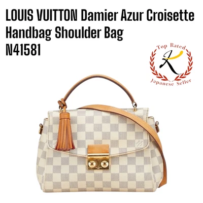 LOUIS VUITTON Damier Azur Croisette Handbag Shoulder Bag Leather PVC N41581 F/J - Image 1 of 4