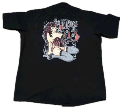 Camisa de Trabajo Red Kap Lucky 13 Miss Fire Pinup Girl XL Ver Descripción Foto 1 de 4