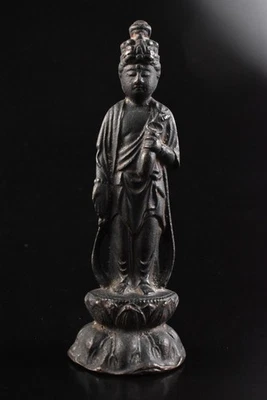 R7693: Antigua ESTATUA japonesa de cobre en forma de canon arte budista Foto 1 de 4