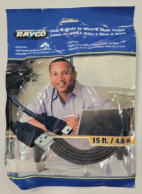 15ft USB 2.0 Certified 480Mbps Type A Male to Mini-A 5-Pin Male Cable NEW RARE - Image 1 of 4