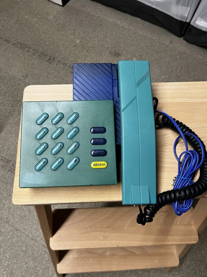 Unique Vintage Retro 1990s Designer Corder Blue Green Corded Phone - Image 1 of 4