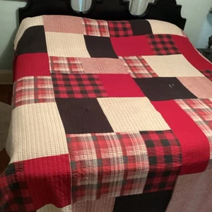 Woolrich Quilt King Red Patchwork Lodge Buffalo Plaid Rustic Cabin 108" x 92" - Picture 1 of 9
