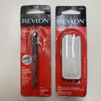 Revlon Big Tweezer + Mini Tweezer Set ToGo Designers Stainless Steel❗️Damage Box - Image 1 of 3