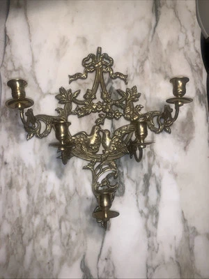 Arandela de parede vintage grande 17 pol. latão Love Birds - Imagem 1 de 4