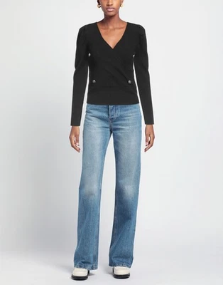 RRP€194 JOHN RICHMOND Pullover Jumper Size S Black Lightweight Knit V-Neck - Image 1 of 4