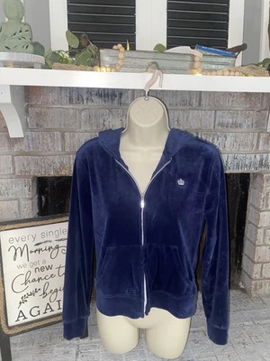 Juicy Couture Velour Women Jacket Size M Fleece Pullover Full Zip Blue  - Image 1 of 4