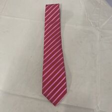 Kai Long Hand Made Red Pink Striped Woven Silk Tie 56” Long