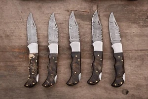 SET OF 20PCS HANDMADE CUSTOM FOLDING & POCKET KNIVES, RAM HORN HANDLE W/SHEATH - Picture 1 of 5