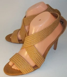 H&M Damen Heels EU42 US10 Braun Gewebt Criss Cross Vegan Kleid 01 - Bild 1 von 8