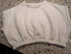 Beachriot size small cropped, cap sleeved, cream with sprinkles over it, shirt - Picture 1 of 5