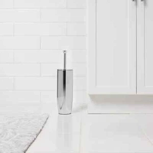 Solid Modern Toilet Brush Chrome - Threshold™: Steel Holder, 16.1" Height - Picture 1 of 3