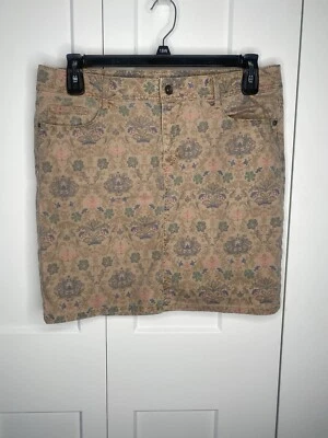 Falda Corta Sonoma Life + Estilo Calce Moderno Marrón Denim Floral Para Mujer’s Talla 10 Foto 1 de 4