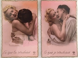 * 2 cartes postales dite bromure - CE QUE JE VOUDRAIS / CE QUE TU VOUDRAIS - Picture 1 of 1
