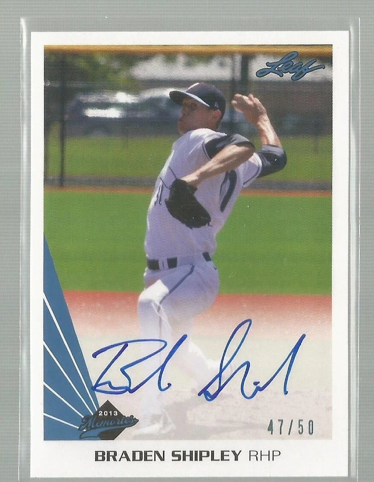 Autógrafos Leaf Memories Blue SP #A-BS1 2013 Braden Shipley 47/50 (AU, RC) Foto 1 de 1
