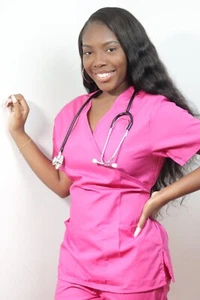 Medical Nursing Mock-wrap Scrub Set Uniform - Picture 1 of 8