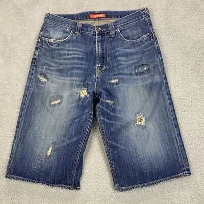 Pantalones Cortos De Colección Ed Hardy Para Hombres 32 (32x14) Azul Denim Bermudas Desgastados  Foto 1 de 4