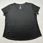St. John's Bay Active Women's XL Short Sleeve Solid Black V-Neck T Shirt Stretch