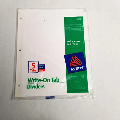 Avery 5 Tab Write On Tab Dividers Vintage 1998 NEW Office Supplies School Y2K - Image 1 of 2