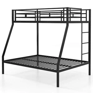 Twin Over Full Metal Bunk Bed with Full-length Guardrail Integrated Ladder - Picture 1 of 17