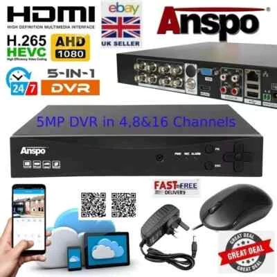 5MP CCTV DVR Recorder 4/8/16 Channel HD  1080P H.265 For Home Security System - Image 1 of 4