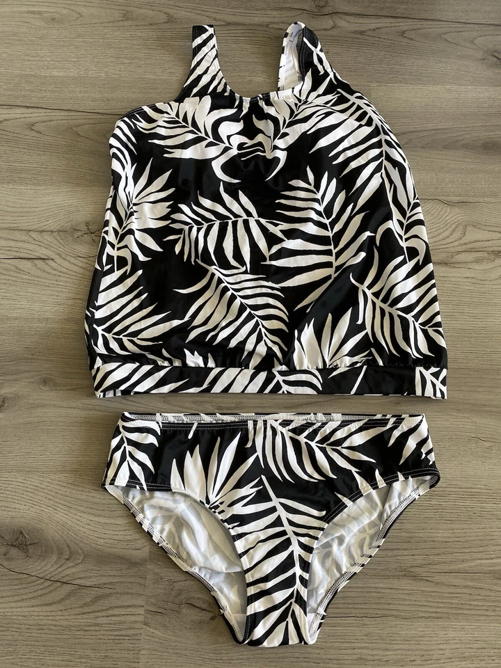 Damen Tankini zebra Muster Größe 40 Bonprix gepolsterte Cups wurde anprobiert - Bild 1 von 4