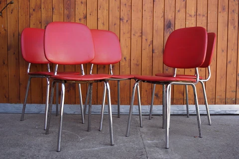 Chair Chrome Dining Room 70er Vintage Space Age Upholstered Retro 1/5 Cover