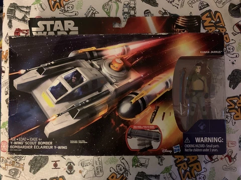 Star Wars Rebels Y-Wing Scout Bomber Kanan Jarrus 3.75 Opened Damaged Box Cover