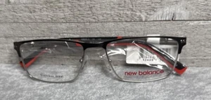 New Balance Eyeglass Frames NB 550-3 55 Silver Red Rectangular Full 55-17-145 - Picture 1 of 5