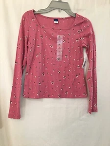 Girls Old Navy Top Shirt Pink Floral Long Sleeve Pull Over Ribbed sizes L,XL New - Picture 1 of 4