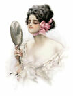 Vintage Image Fisher viktorianische Frau Waschtisch Spiegel Wasserrutsche Aufkleber WOM972