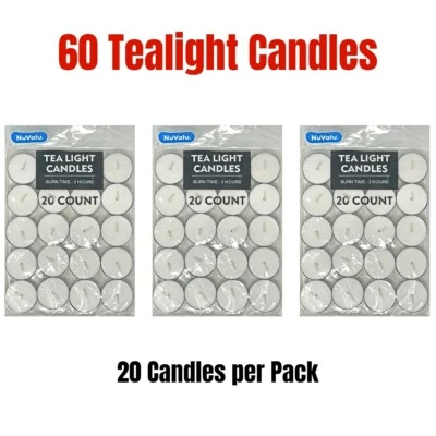 Paquete a granel de 60 velas Tealight 3 horas de luz de té blanca sin perfume Foto 1 de 4