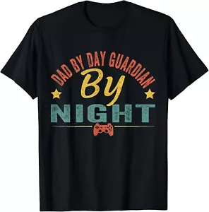 Gamer Dad Funny_ Dad by Day Guardian By Night Gaming Gift Unisex T-Shirt - Picture 1 of 4