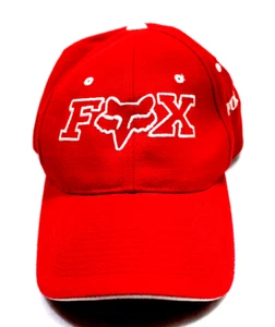 FOX RACING Motor Sports Red Baseball Cap Hat White Logo Vintage Adjustable - Picture 1 of 5