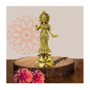 Brass Radharani on Lotus base Idol; Height- 16 cm - Foto 1 di 4
