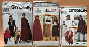 LOT 3 Vintage Patterns Butterick 3084 + Simplicity 7438 & 9822 CAPE SHAWL PONCHO - Picture 1 of 14