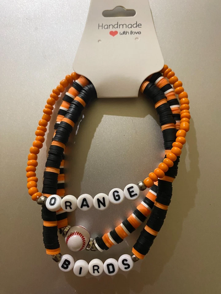 Juego de pulsera de béisbol de 3 piezas para mujer Baltimore Orioles - Orange Birds - Charm Foto 1 de 2