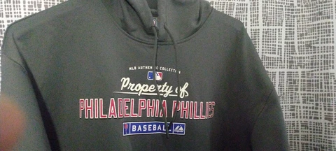 Philadelphia Phillies Majestic Mens Hoodie Gray Large poly Spandex 🔥⚾ awesome Cover