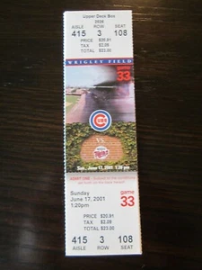 6/17/2001 Chicago CUBS KERRY WOOD Win SOSA HR Full Season TICKET vs Minn Twins! - Picture 1 of 3