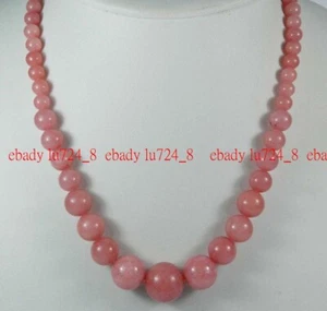 24" 6-14mm Exquisite Pink Rhodochrosite Round Beads Gemstone Jewelry Necklace - Picture 1 of 12