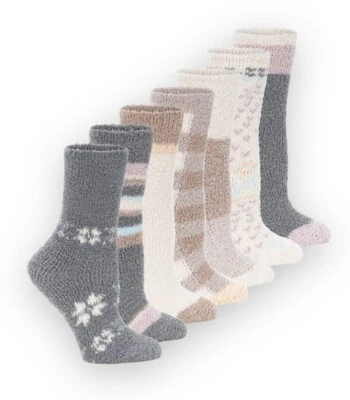 Lemon Brand Soft “7 Days of Cozy” Socks Gray/Cream Stripe Crew Gift Set - Image 1 of 4