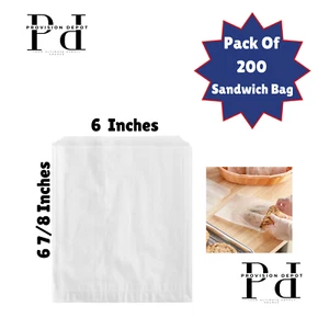 White Wet Waxed Sandwich Bag (Pack Of 200) 6" x 3/4" x 6 7/8" - Picture 1 of 1