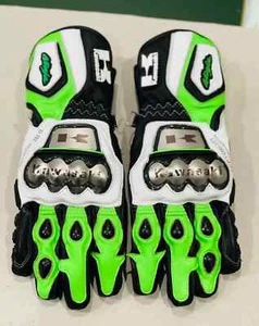 GUANTI DA MOTO IN PELLE LUNGHI CARBON 4 LONG LEATHER GLOVES VERDE RACING BIKER - Foto 1 di 2