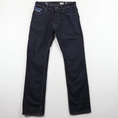 G Star Raw Jeans Mens 30x32 (Fits 31.5x31) Blue Waxed Dark Wash Tapered 3301 - Image 1 of 4