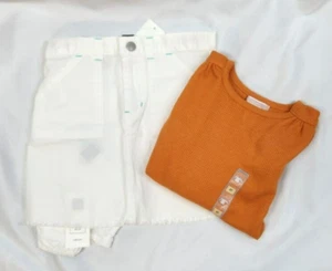 GapKids White Jean Skirt and Orange Old Navy Top Size 4T NWT - Picture 1 of 7