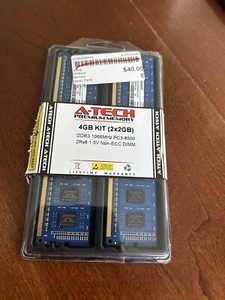 4GB KIT 2 x 2GB DIMM DDR3 NON-ECC PC3-8500 1066MHz 1066 MHz DDR-3 4G Ram Memory - Picture 1 of 3