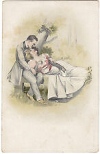 CPA - Illustrateur - très beau couple visiblement amoureux- carte gaufrée.