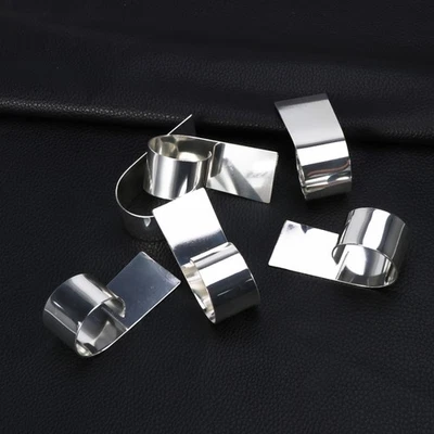  Set di portatovaglioli 6 pezzi in acciaio inossidabile rotondo argento metallo - Immagine 1 di 4