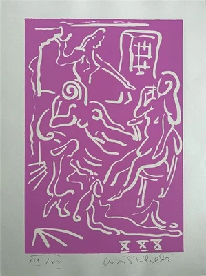 Adrian Wiszniewski - Bleistift signierter Siebdruck - ohne Titel - 19/20 - Bild 1 von 4